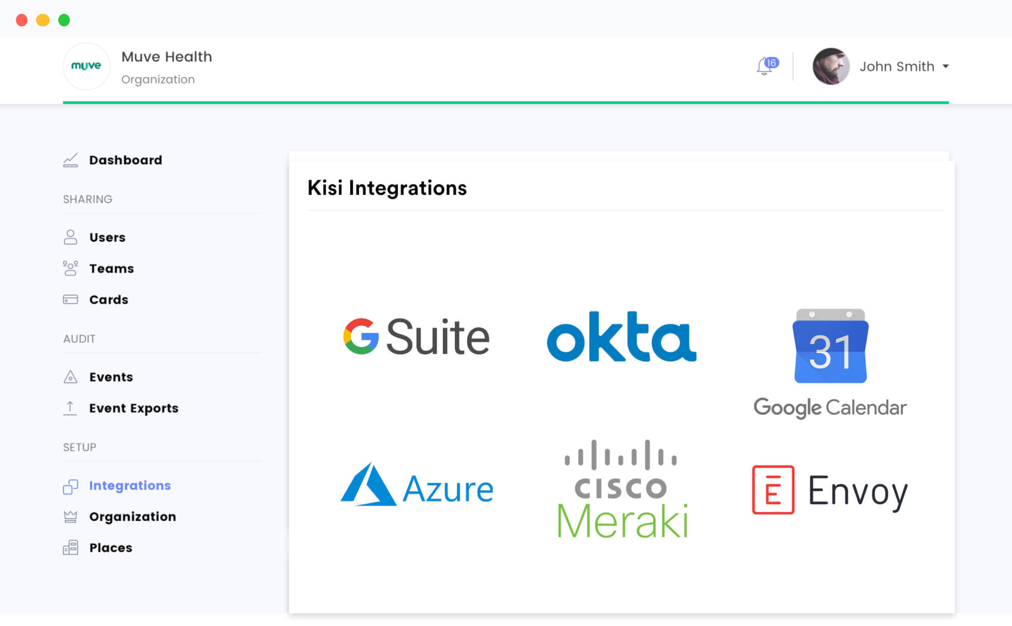 kisi integrations dashboard